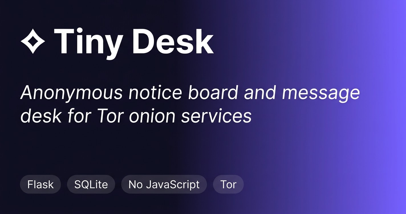 I built Tiny Desk, a lightweight anonymous message board for Tor